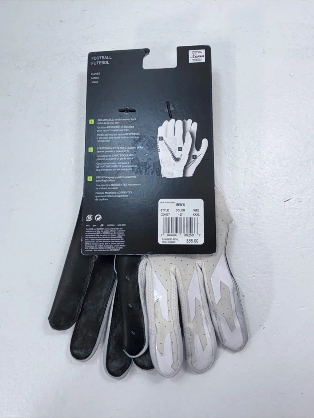 Nike Vapor Jet Football Gloves — White/Black (3XL)